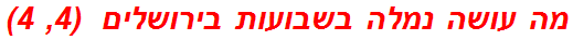 מה עושה נמלה בשבועות בירושלים  (4, 4)