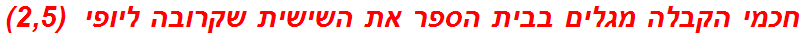 חכמי הקבלה מגלים בבית הספר את השישית שקרובה ליופי  (2,5)