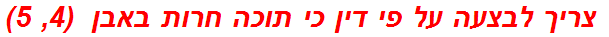  צריך לבצעה על פי דין כי תוכה חרות באבן  (4, 5)